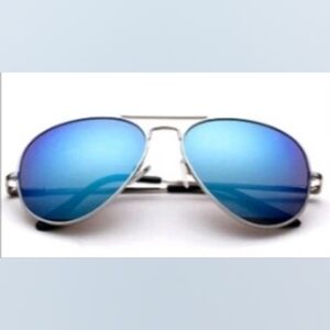 Blue Mirrored Unisex Aviator Adult Sunglasses